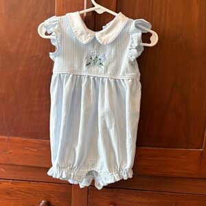 Ishtex- Baby Light Blue Striped One-Piece Romper